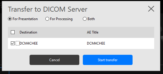Transfer to DICOM Server