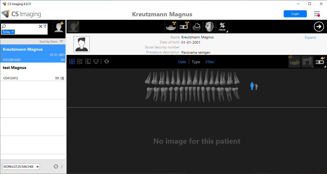 CS Imaging 8 — patient hentet fra worklist